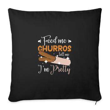Nourris-moi des churros, dis-moi que je suis jolie - Housse de coussin décorative 45 x 45 cm - noir - Devant