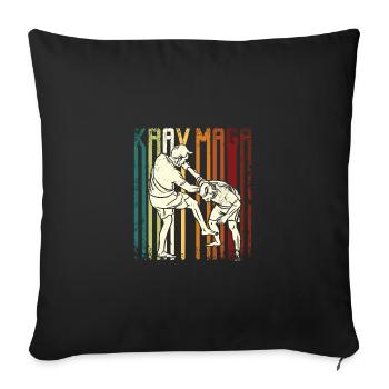 Krav maga rétro vintage - Housse de coussin décorative 45 x 45 cm - noir - Devant