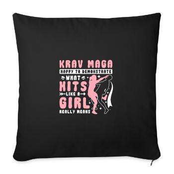 Frappez comme une fille Krav maga - Housse de coussin décorative 45 x 45 cm - noir - Devant