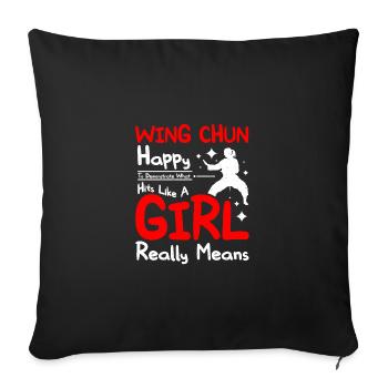 Wing chun frappé comme une fille - Housse de coussin décorative 45 x 45 cm - noir - Devant
