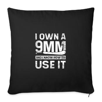 Je possède un 9mm et je sais comment l’utiliser au crochet - Housse de coussin décorative 45 x 45 cm - noir - Devant