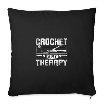 Crochet is my therapy - Sofa pillowcase 17,3'' x 17,3'' (45 x 45 cm) - black - Front