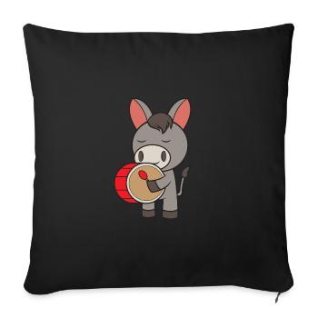 Donkey with drum - Sofa pillowcase 17,3'' x 17,3'' (45 x 45 cm) - black - Front