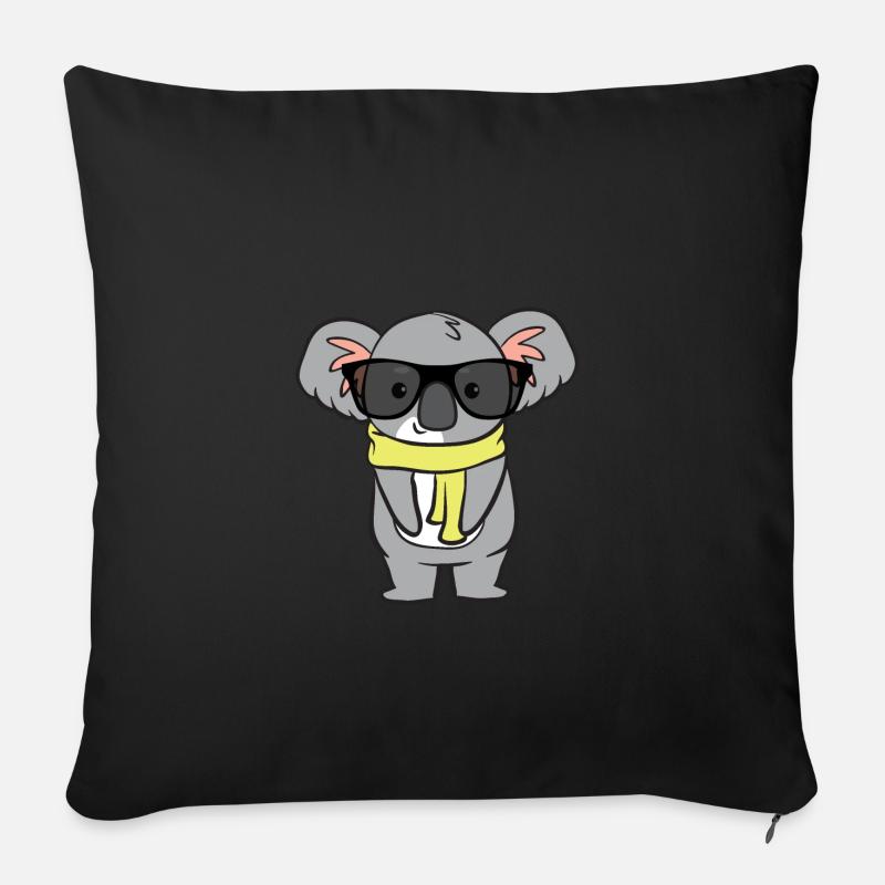 Koala mit Brille - Sofakissenbezug 45 x 45 cm - Schwarz