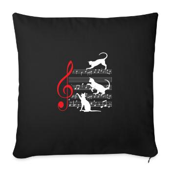 Cat Cats Sheet Music Musician Gift Score - Sofa pillowcase 17,3'' x 17,3'' (45 x 45 cm) - black - Front