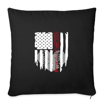 Fan de baseball : Passionné de softball Stars and Stripe - Housse de coussin décorative 45 x 45 cm - noir - Devant
