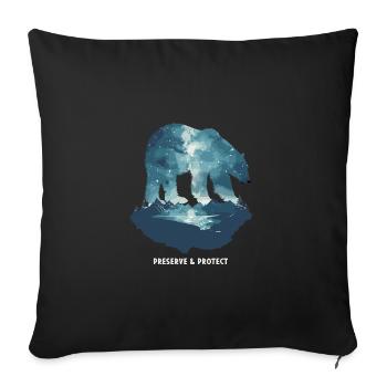 Preserrve & Protect Ours polaire Ours polaire - Housse de coussin décorative 45 x 45 cm - noir - Devant