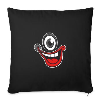 Visage rieur, joie de vivre, s’amuser - Housse de coussin décorative 45 x 45 cm - noir - Devant