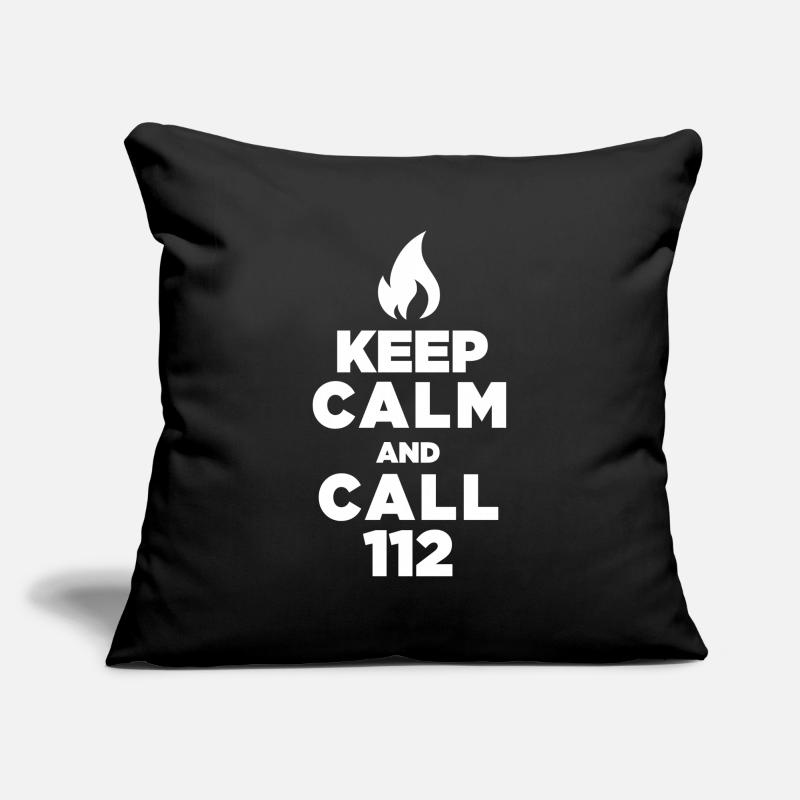 Keep Calm and call 112 - Pompiers / Firefighter Housse de coussin décorative 45 x 45 cm