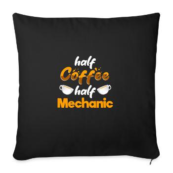 Moitié café moitié mécanicien drôle de réparation de voiture humour - Housse de coussin décorative 45 x 45 cm - noir - Devant