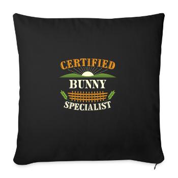 Certified Rabbit Specialist Farmer Funny Farming - Sofa pillowcase 17,3'' x 17,3'' (45 x 45 cm) - black - Front