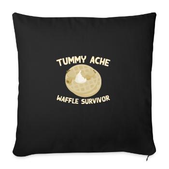 Tummy Ache Waffle Survivor Funny Favorite Food - Sofa pillowcase 17,3'' x 17,3'' (45 x 45 cm) - black - Front
