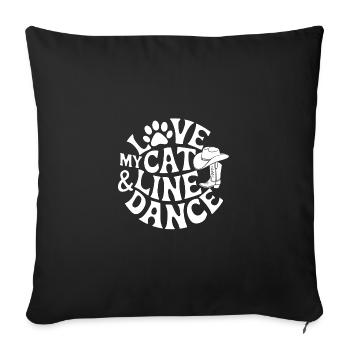 Ich liebe meine Katze und Line Dance - Sofakissenbezug 45 x 45 cm - Schwarz - Vorne