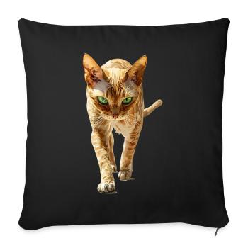 Devon Rex - Sofakissenbezug 45 x 45 cm - Schwarz - Vorne