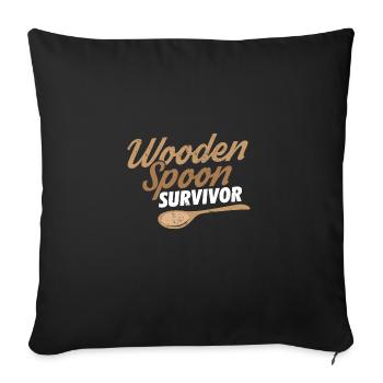 Wooden Spoon Survivor Meme Funny Italian Mom - Sofakissenbezug 45 x 45 cm - Schwarz - Vorne