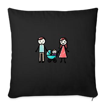 Enfant, Image, Dessin, Mère, Enfant, Père, Famille - Housse de coussin décorative 45 x 45 cm - noir - Devant
