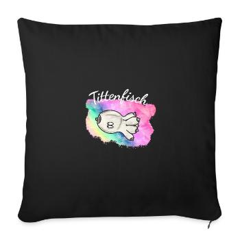 Titty Baise Sexe Drôle Seins Calmars - Housse de coussin décorative 45 x 45 cm - noir - Devant