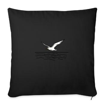 Comic Baltic Sea Beach Seagull Flying Water Waves Sea - Sofa pillowcase 17,3'' x 17,3'' (45 x 45 cm) - black - Front
