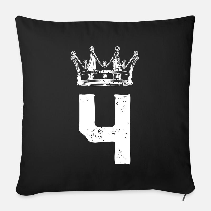 4 Zahl Krone - Sofakissenbezug 45 x 45 cm - Schwarz