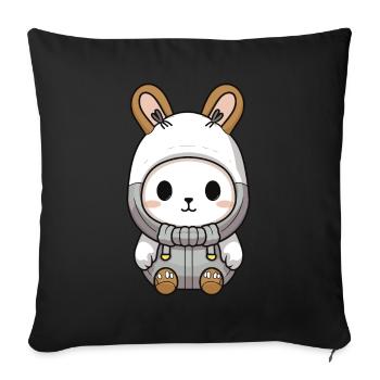 Bunny Winter Animal Cute Comic - Sofa pillowcase 17,3'' x 17,3'' (45 x 45 cm) - black - Front