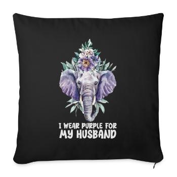 I Wear Purple For My Husband, Alzheimers Awareness - Sofa pillowcase 17,3'' x 17,3'' (45 x 45 cm) - black - Front