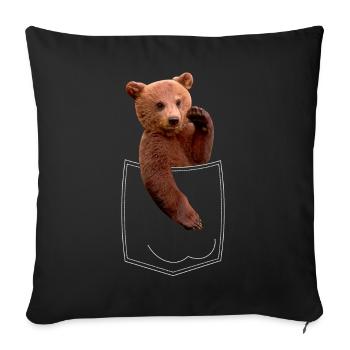 Poche poitrine ours - Housse de coussin décorative 45 x 45 cm - noir - Devant