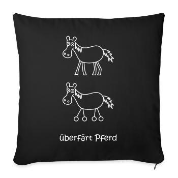 überfärt Pferd, überfahren, Pferd Pferd mit Rädern - Sofakissenbezug 45 x 45 cm - Schwarz - Vorne