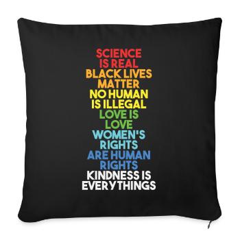 Science Is Real Black Lives Matter Equality Facts - Sofa pillowcase 17,3'' x 17,3'' (45 x 45 cm) - black - Front