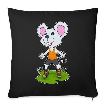 Patinage en ligne Souris Patins en ligne - Housse de coussin décorative 45 x 45 cm - noir - Devant