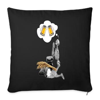 Skeleton prays beer of wheat dream thinking - Sofa pillowcase 17,3'' x 17,3'' (45 x 45 cm) - black - Front