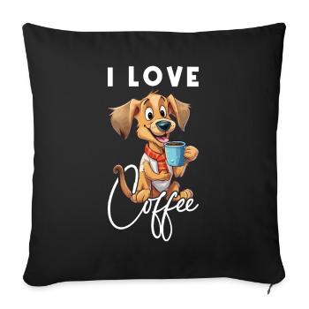 Coffee Dog I Love Coffee Animal Saying Funny - Sofa pillowcase 17,3'' x 17,3'' (45 x 45 cm) - black - Front