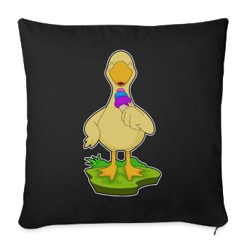 Ente Waffeleis - Sofakissenbezug 45 x 45 cm - Schwarz - Vorne