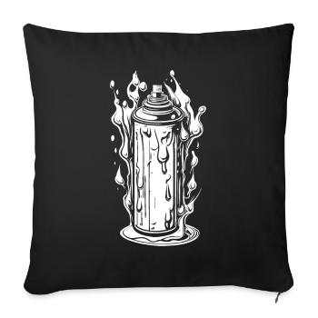 Comic Sprühdose mit Tropfen und Flammen - Sofakissenbezug 45 x 45 cm - Schwarz - Vorne