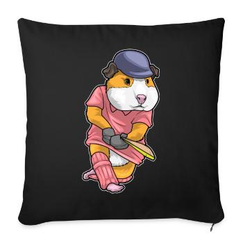Guinea pig cricket cricket bat - Sofa pillowcase 17,3'' x 17,3'' (45 x 45 cm) - black - Front