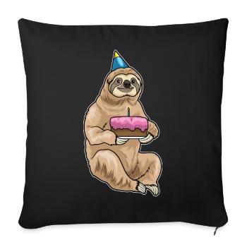 Gâteau d’anniversaire paresseux - Housse de coussin décorative 45 x 45 cm - noir - Devant