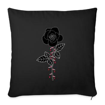 Blutige Rose - Sofakissenbezug 45 x 45 cm - Schwarz - Vorne