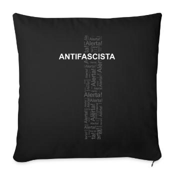Alerte! Antifasciste ! - Art des mots - Housse de coussin décorative 45 x 45 cm - noir - Devant
