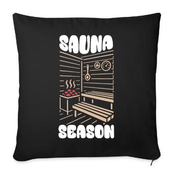 Sauna Season - Sauna - Saying - Sofa pillowcase 17,3'' x 17,3'' (45 x 45 cm) - black - Front