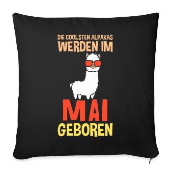 May Birthday Alpaca Saying Funny - Sofa pillowcase 17,3'' x 17,3'' (45 x 45 cm) - black - Front