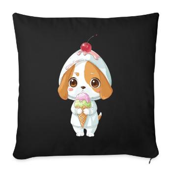 Süßer Beagle Hund Cartoon Sommer Eis Tollpatsch - Sofakissenbezug 45 x 45 cm - Schwarz - Vorne