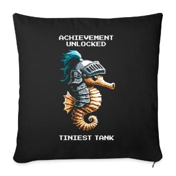Achievement: kleinster Tank | Seepferdchen - Sofakissenbezug 45 x 45 cm - Schwarz - Vorne