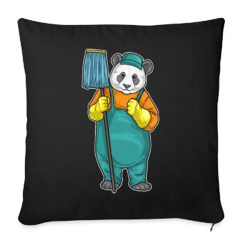 Nettoyage de vadrouille Panda Cleaner - Housse de coussin décorative 45 x 45 cm - noir - Devant
