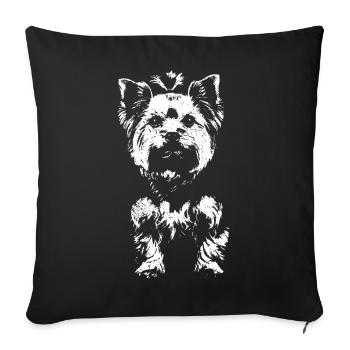 Yorkshire Terrier original - amoureux du Yorkie - Housse de coussin décorative 45 x 45 cm - noir - Devant
