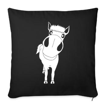 Close-up of a horse (white) - Sofa pillowcase 17,3'' x 17,3'' (45 x 45 cm) - black - Front