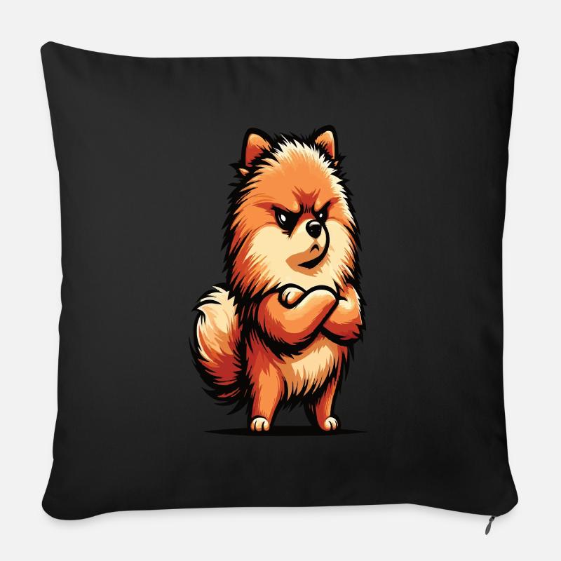 Spitz nain de Poméranie Spitz Porte-Spitz nain Spitz - Housse de coussin décorative 45 x 45 cm - noir