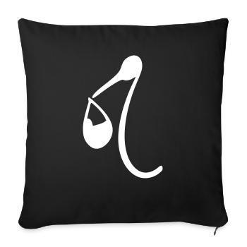 cigogne bébé - Housse de coussin décorative 45 x 45 cm - noir - Devant