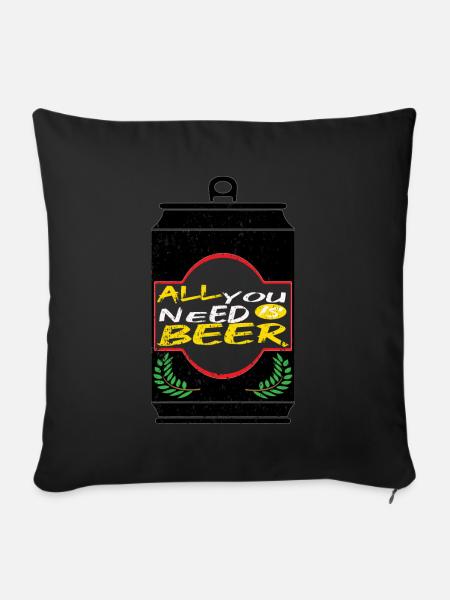 Bier Biertrinker Bierdose Bierflasche - Sofakissenbezug 45 x 45 cm - Schwarz