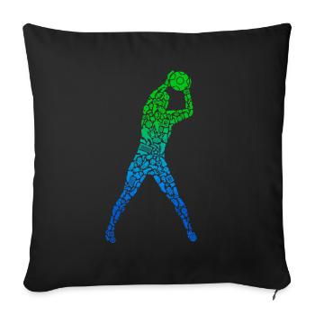 Gardien de but de football Gardien de but de football garçon - Housse de coussin décorative 45 x 45 cm - noir - Devant
