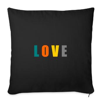 I LOVE YOU. I LOVE YOU. LOVE. LOVE. HEART. - Sofa pillowcase 17,3'' x 17,3'' (45 x 45 cm) - black - Front