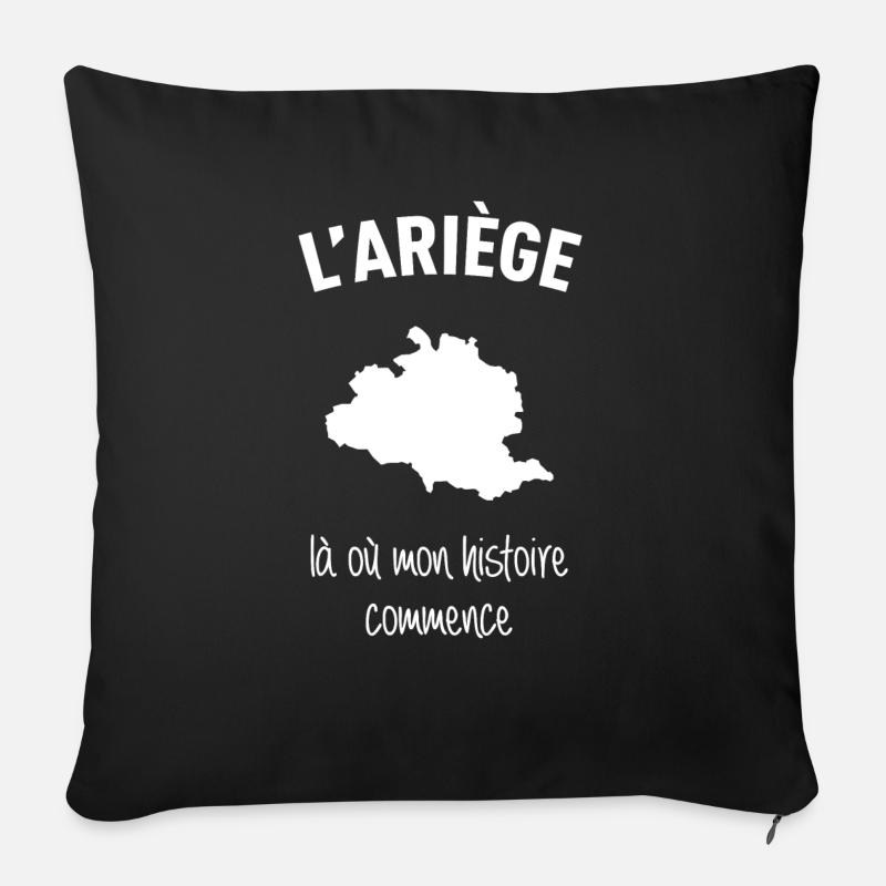 ariege-histoire - Housse de coussin décorative 45 x 45 cm - noir